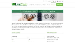 Contact the Premier Lawsuit Funding Company - LawCash