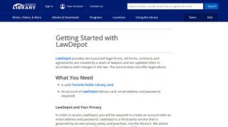Getting Started with LawDepot : Toronto Public Library