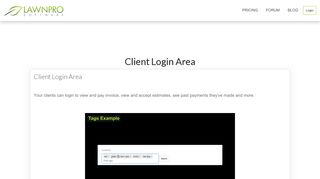 Client Login Area - LawnPro Software