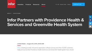 Infor Partners with Providence Health & Services and Greenville ...