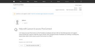 Help with Lawson to access ProvConnect - Apple Community