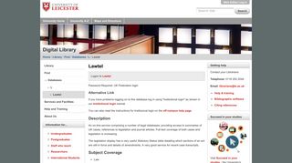 Lawtel — University of Leicester