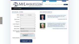 Lawyer Sign Up - MyLawsuit.com