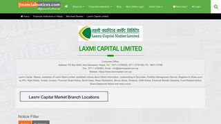 Laxmi Capital Limited - Financial Notices