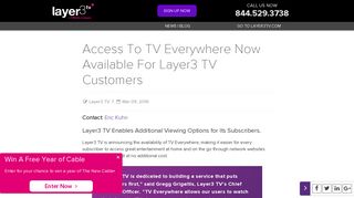 Access to TV Everywhere Now Available for Layer3 TV Customers