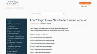 I can't login to my New Seller Center account – Seller Center Support