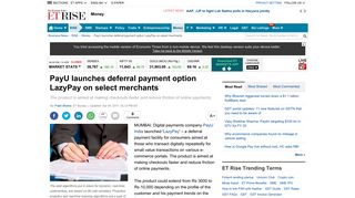 PayU launches deferral payment option LazyPay on select merchants ...
