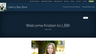 Welcome Kristen to LBB! - Liberty Bay Bank