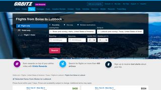 $374 + Flights from Boise (BOI) to Lubbock (LBB) on Orbitz.com