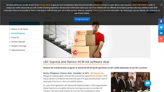 LBC Express and Ramco HCM ink software deal - Ramco Systems