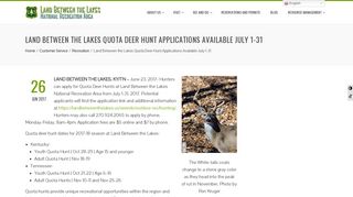 Land Between the Lakes Quota Deer Hunt Applications Available July ...
