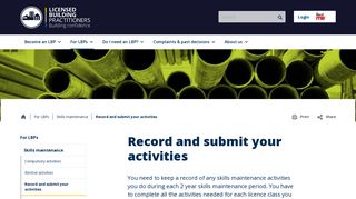 Record and submit your activities | Licensed Building Practitioners