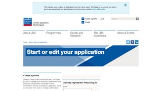 Start or edit your application | London Business School