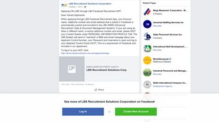 Applying ON-LINE through LBS Facebook... - LBS Recruitment ...