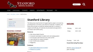 Stanford Library - Stanford Middle School - School Loop
