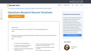 Customize this Outstanding Operations Research ... - Resume-Now