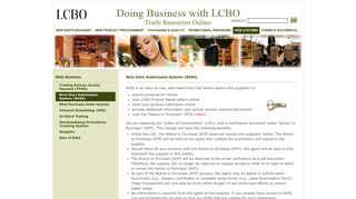 New Item Submission System (NISS) - Doing Business with LCBO