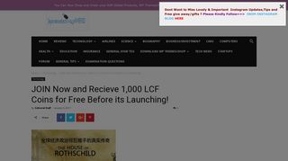 JOIN Now and Recieve 1,000 LCF Coins for Free Before its Launching ...