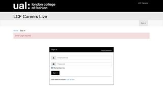 LCF Careers Live: Sign in