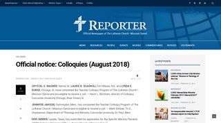 Official notice: Colloquies (August 2018) – Reporter