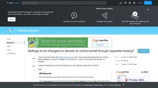Settings to be changed on domain to control email through separate ...