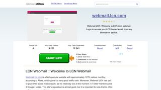 Webmail.lcn.com website. LCN Webmail :: Welcome to LCN Webmail.