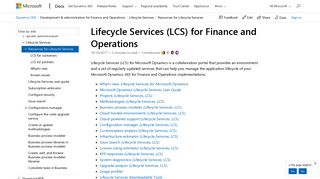 Lifecycle Services (LCS) for Finance and Operations ... - Microsoft Docs