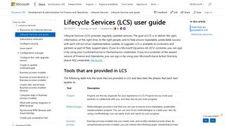 Lifecycle Services (LCS) user guide - Finance ... - Microsoft Docs