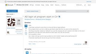 AD login at program start in C# - MSDN - Microsoft