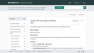 Provide LDAP server login credentials - ServiceNow Product ...
