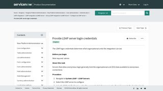 Provide LDAP server login credentials - ServiceNow Product ...