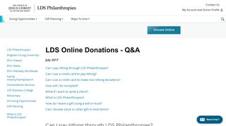 LDS Online Donations - Q&A - LDS Philanthropies