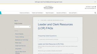 Leader and Clerk Resources (LCR) FAQs - LDS.org