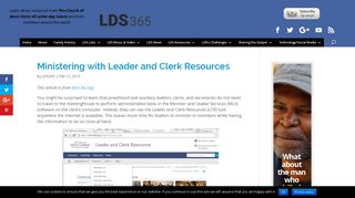 Ministering with Leader and Clerk Resources - LDS365.com