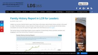 Family History Report in LCR for Leaders | LDS365: Resources from ...