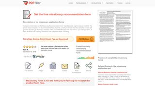 Missionary Recommendation - Fill Online, Printable, Fillable, Blank ...