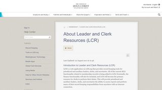 About Leader and Clerk Resources (LCR) - LDS.org
