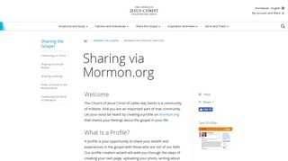 Mormon.org Profile Creation - LDS.org