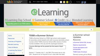 eLearning > e-Summer School - TDSB School Websites