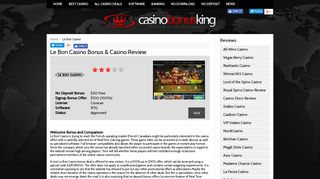 Le Bon Casino Bonus and Site Reviewed - Casino Bonus King