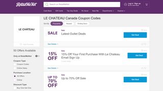 15% Off LE CHATEAU Canada Coupon, Promo Codes - RetailMeNot