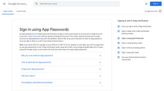 Sign in using App Passwords - Google Account Help - Google Support
