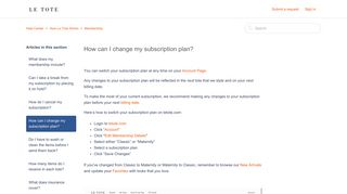 How can I change my subscription plan? – Help Center - Le Tote