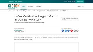 Le-Vel Celebrates Largest Month In Company History - PR Newswire