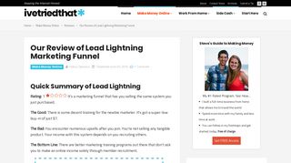 Our Review of Lead Lightning Marketing Funnel - ivetriedthat