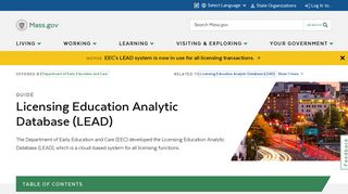 Licensing Education Analytic Database (LEAD) | Mass.gov