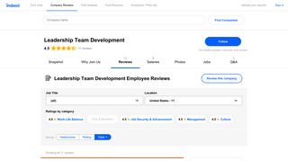 Working at Leadership Team Development: Employee Reviews - Indeed