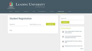 Student Registration – Leading University
