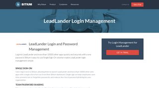 LeadLander Login Management - Team Password Manager - Bitium