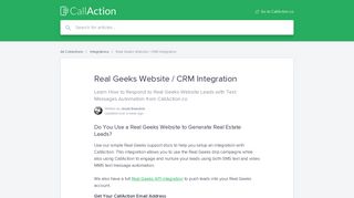 Real Geeks Website / CRM Integration | CallAction.co Help Center